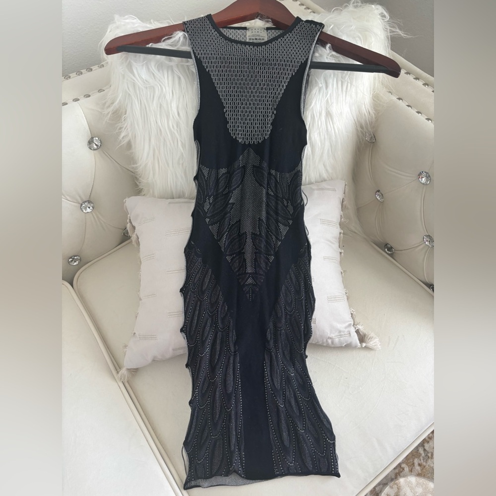 Poster Girl Black and Grey Mesh Mini Dress